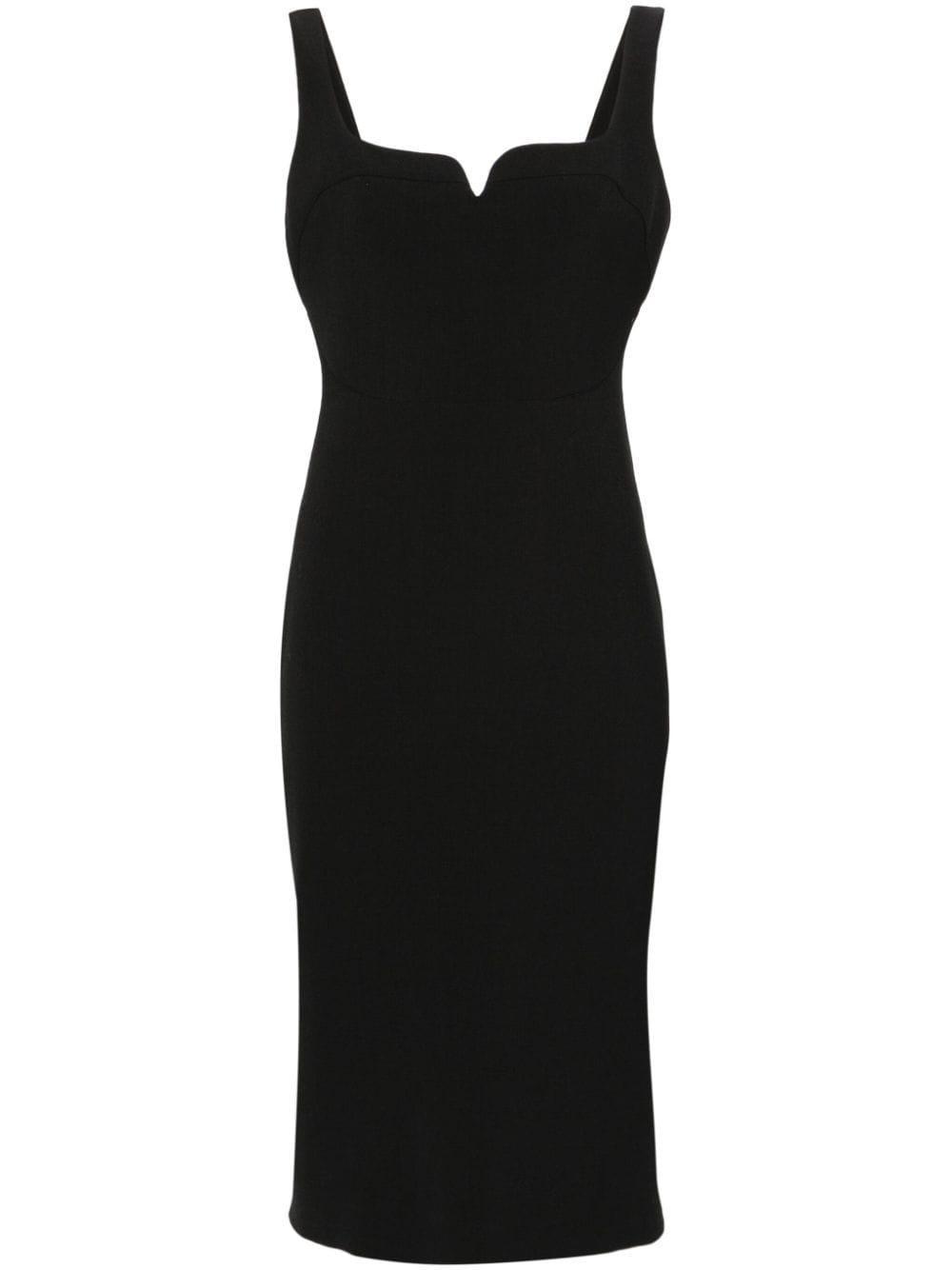 Zip-up Crepe Midi Dress In Black Product Image