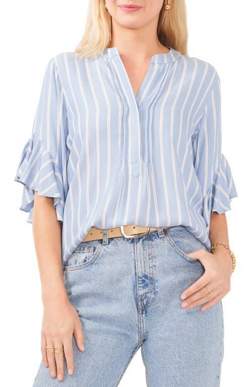 Vince Camuto Ruffle Sleeve Pin Tuck Blouse (Dusty Blue) Women's Blouse Product Image