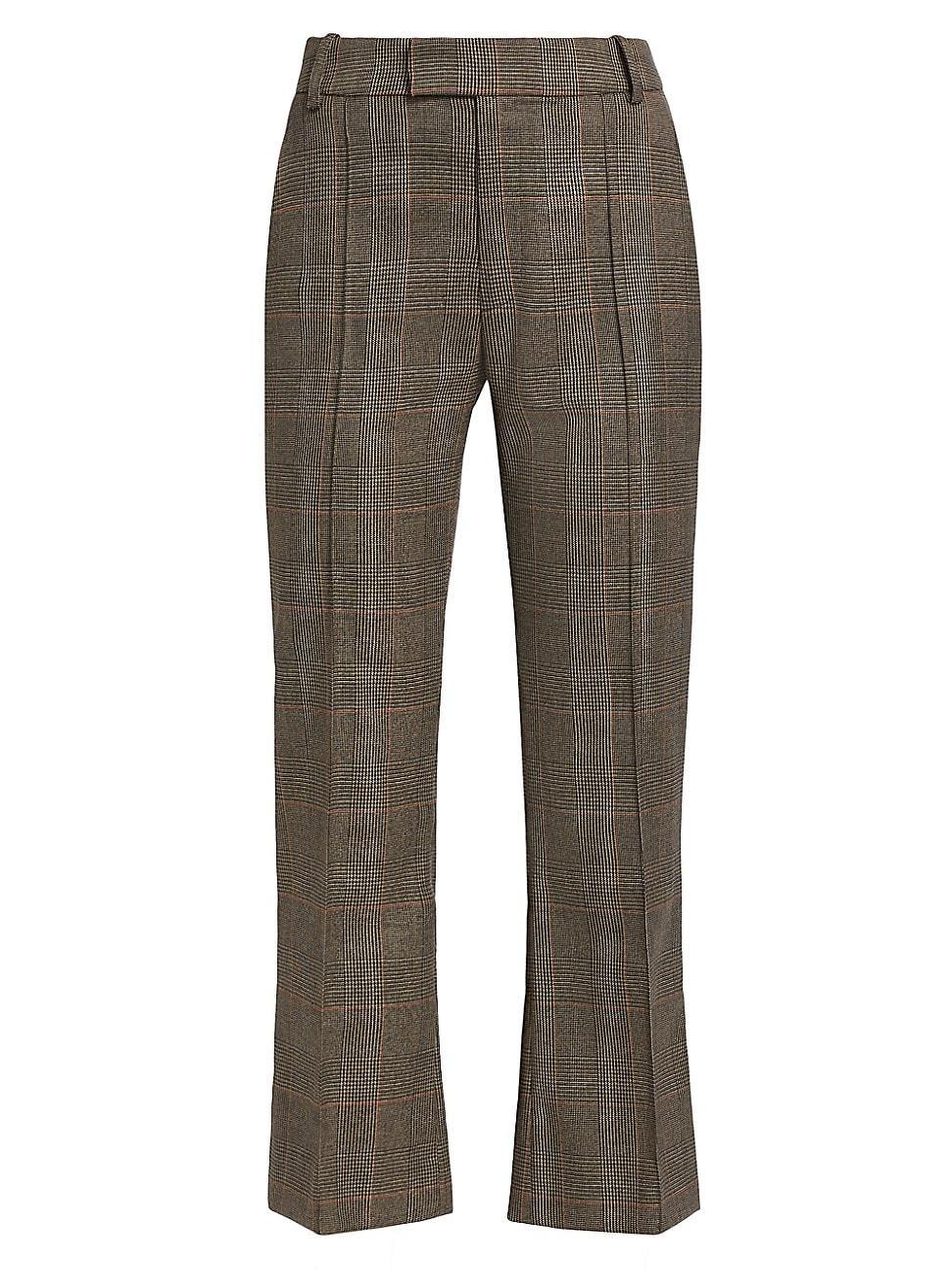 Womens Check Cropped Trousers Product Image