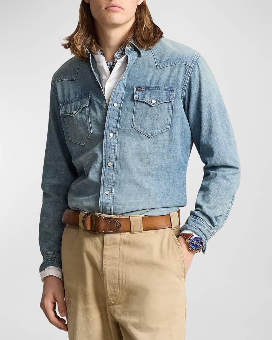 Men's Denim Snap-Front Western Shirt Product Image