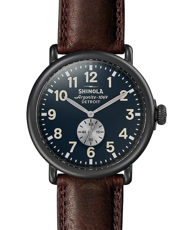 Mens The Runwell Three Hand Date Stainless Steel & Leather-Strap Watch Product Image