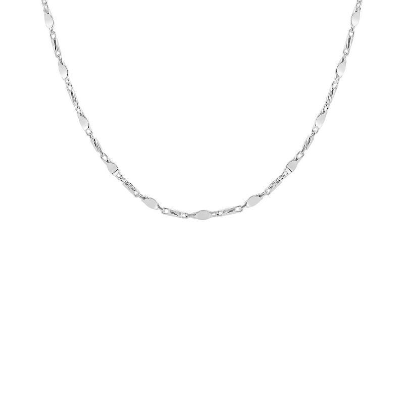 PRIMROSE Sterling Silver Polished Diamond Cut Flat Bar Stations Chain Necklace, Womens Product Image