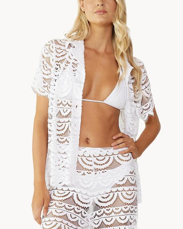 PQ SWIM Sheer Lace Cover-Up Shirt Product Image