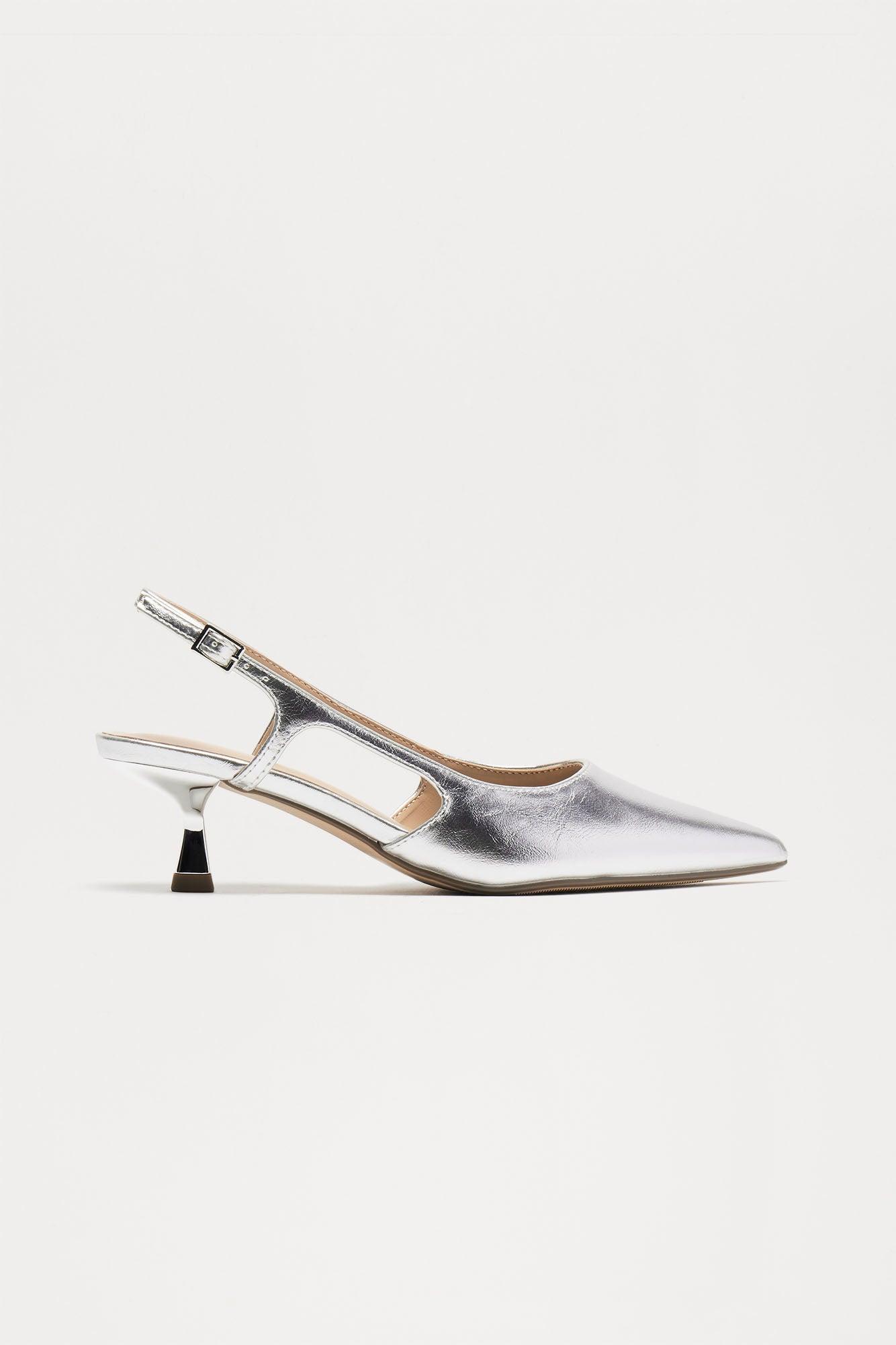 Whitley Kitten Heel Pumps - Silver Product Image