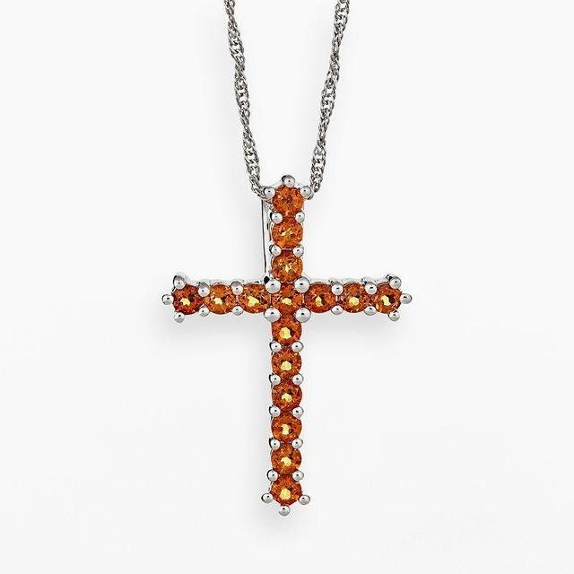 Celebration Gems Sterling Silver Garnet Cross Pendant, Womens Red Product Image