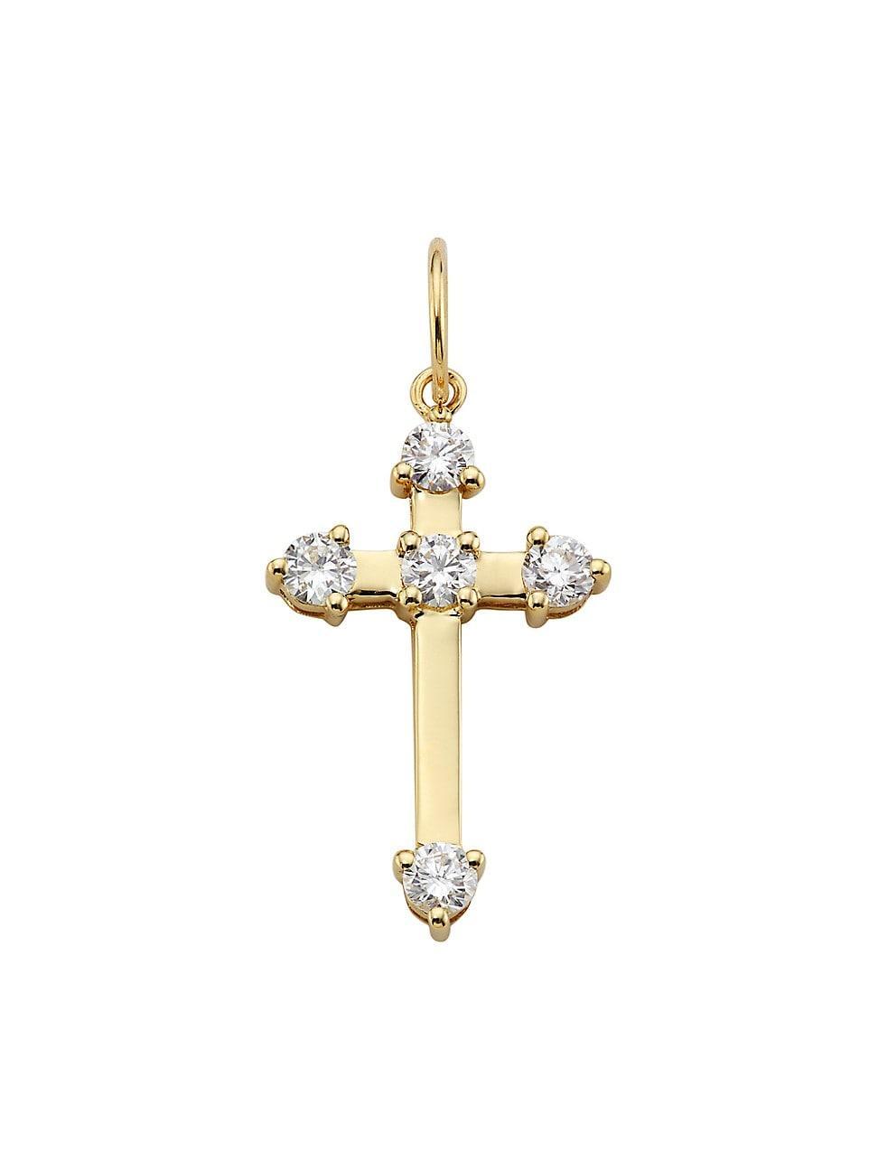 Womens 14K Yellow Gold & 0.89 TCW Diamond Cross Pendant Product Image