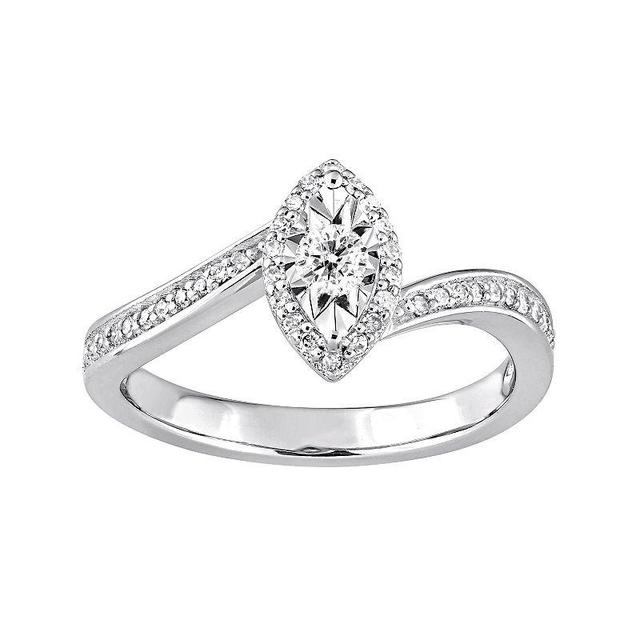 Stella Grace Sterling Silver 1/4 Carat T.W. Diamond Marquise Ring, Womens White Product Image