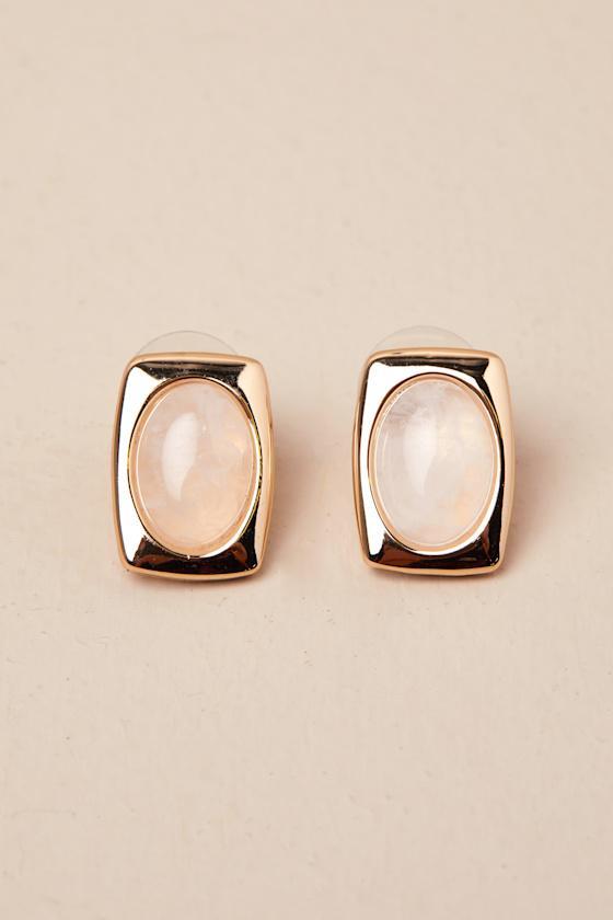 Modish Expression Gold and Ivory Rectangular Earrings Product Image