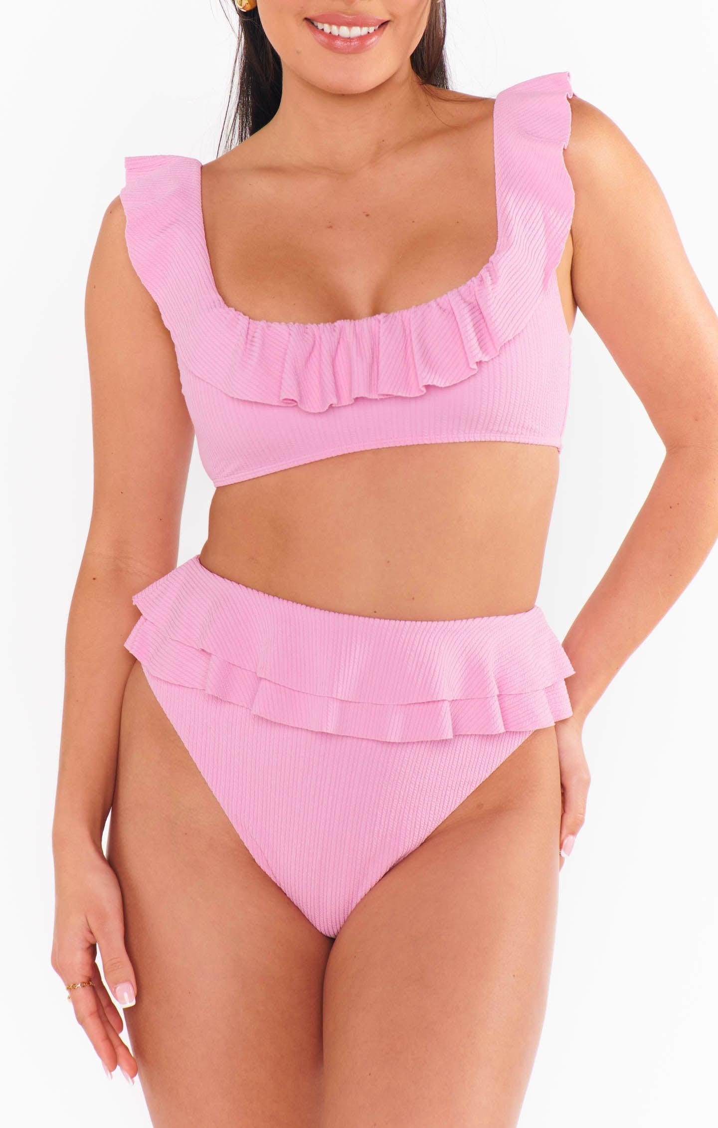 Island Double Ruffle Bottom ~ Pink Sands Rib Scrunch Product Image