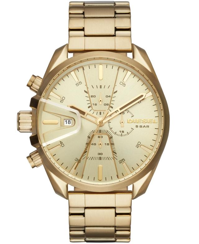 Diesel Mens Chronograph MS9 Chrono Gold-Tone Stainless Steel Bracelet Watch 47mm Product Image