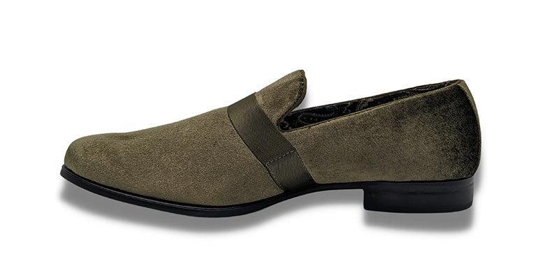 (Size 12) Olive Solid Velvet Loafer Product Image