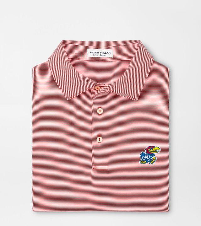 Peter Millar Mens Kansas Jubilee Stripe Performance Polo | Color: Red | Size: S | KU Product Image