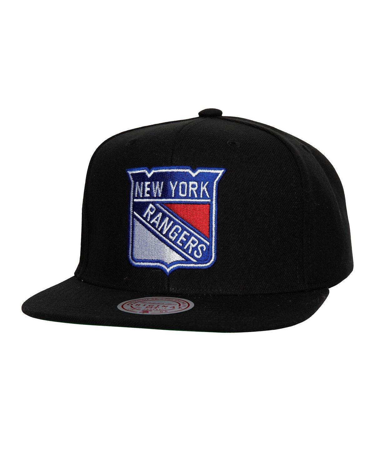 Mens Mitchell & Ness Black New York Rangers Core Top Spot Snapback Hat Product Image