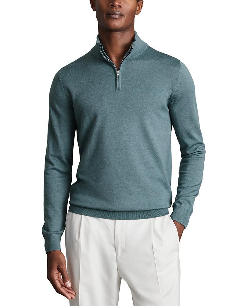 Reiss Blackhall Merino Wool Slim Fit Quarter Zip Mock Neck Sweater Product Image