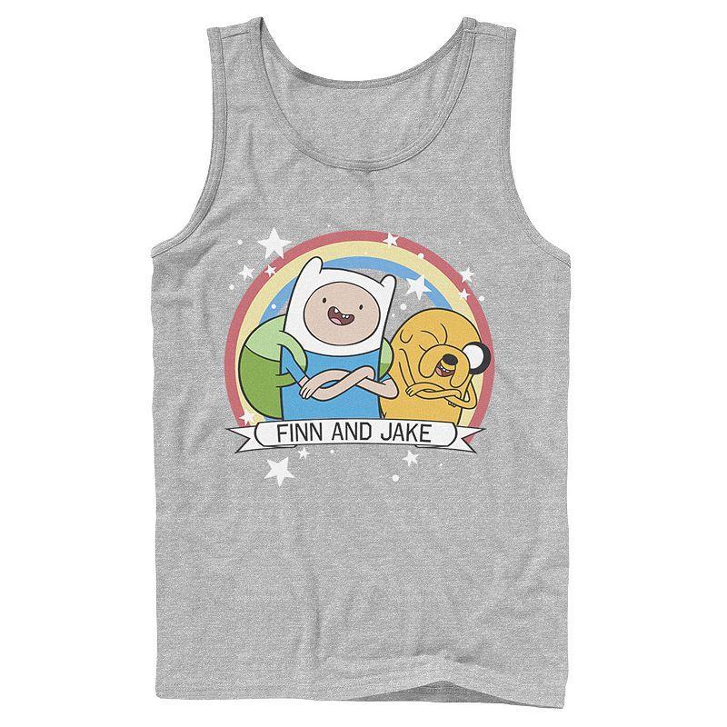 Mens Cartoon Network Adventure Time Finn & Jake Rainbow Banner Tank Top Blue Product Image