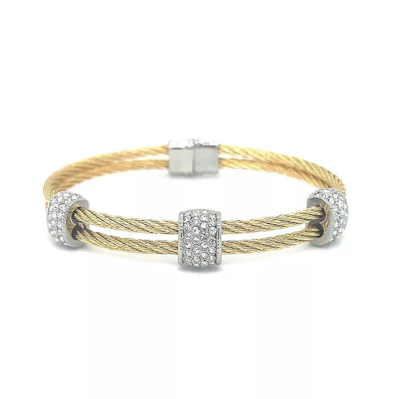 Juvell Two Tone 18k Gold Plated Cubic Zirconia Bangle Bracelet, Womens Product Image