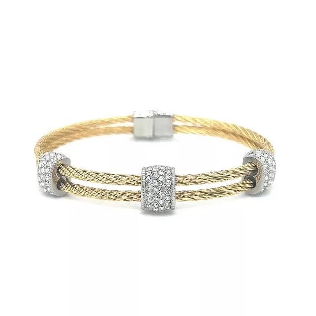 Juvell Two Tone 18k Gold Plated Cubic Zirconia Bangle Bracelet, Womens Product Image