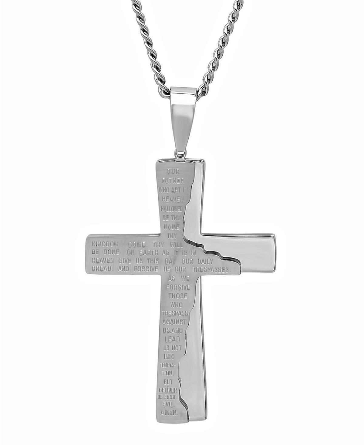 Macys Mens The Lords Prayer Distressed Tablet Cross Pendant Necklace Product Image