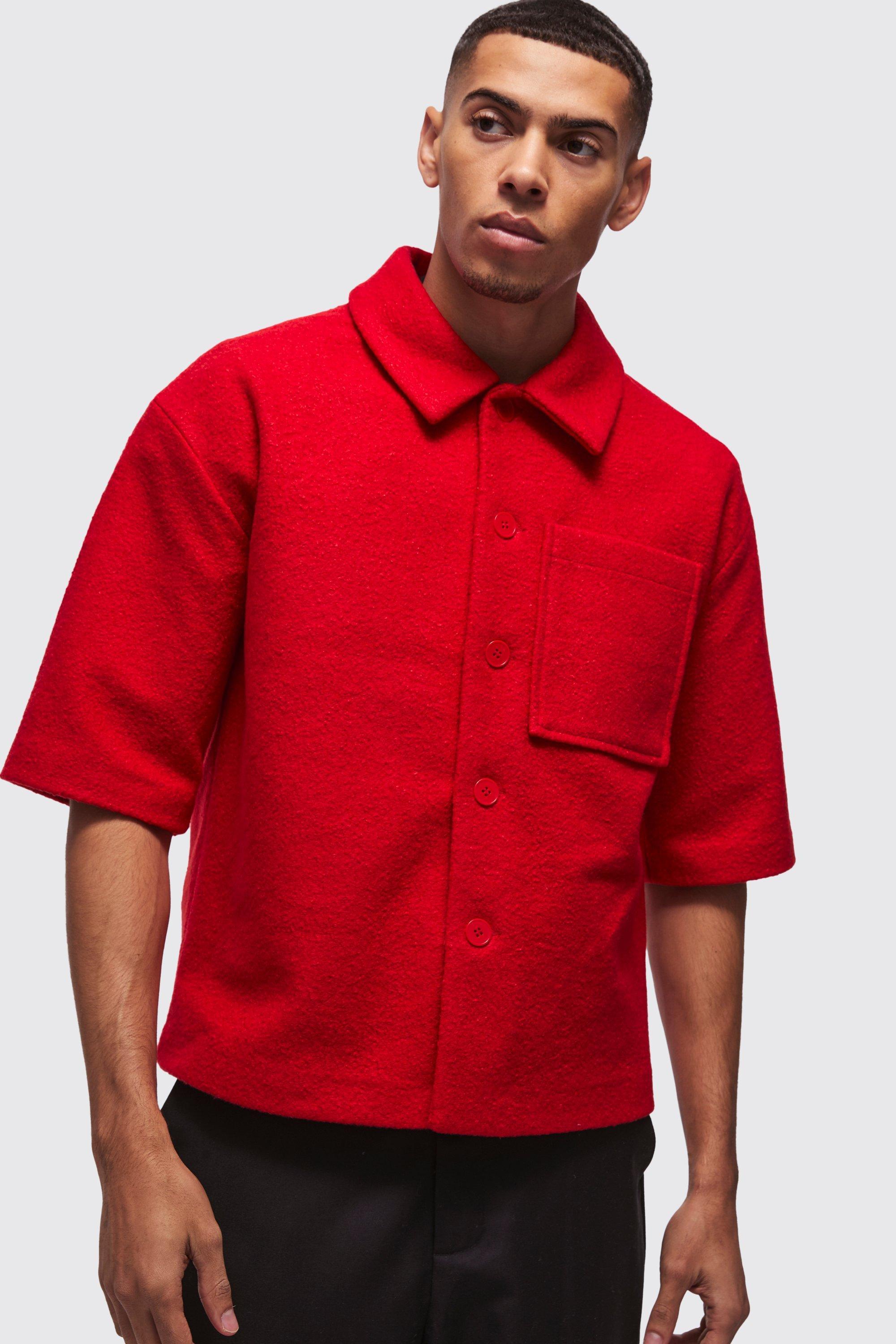 Oversized Boxy Boucle Shirt | boohooMAN USA Product Image