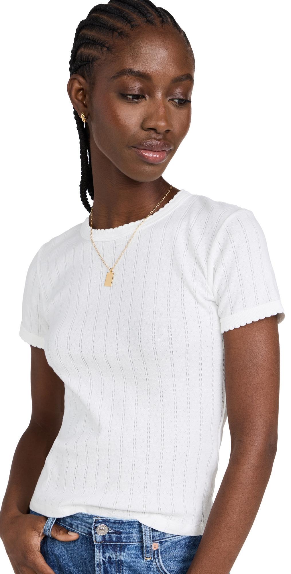 Leset Pointelle Short Sleeve Tee | Shopbop Product Image