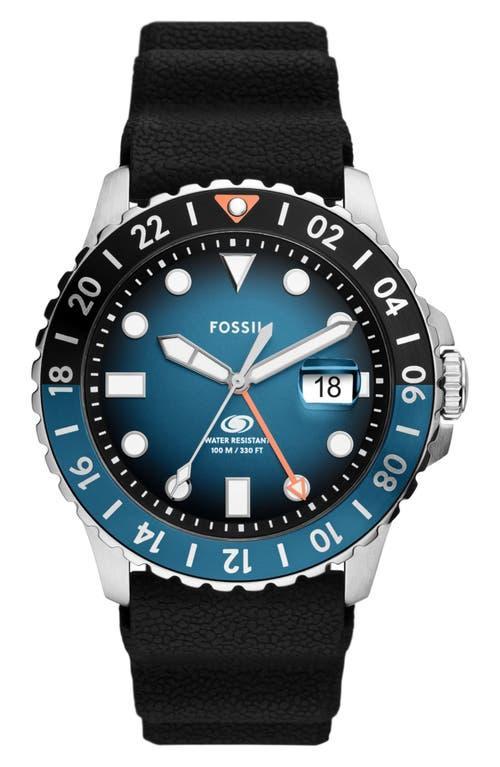 Fossil Blue GMT Silicone Strap Watch, 46mm Product Image