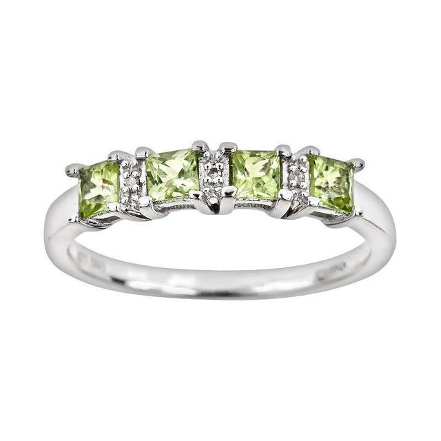 Celebration Gems Sterling Silver Peridot and Diamond Accent Ring, Womens Multicolor Product Image