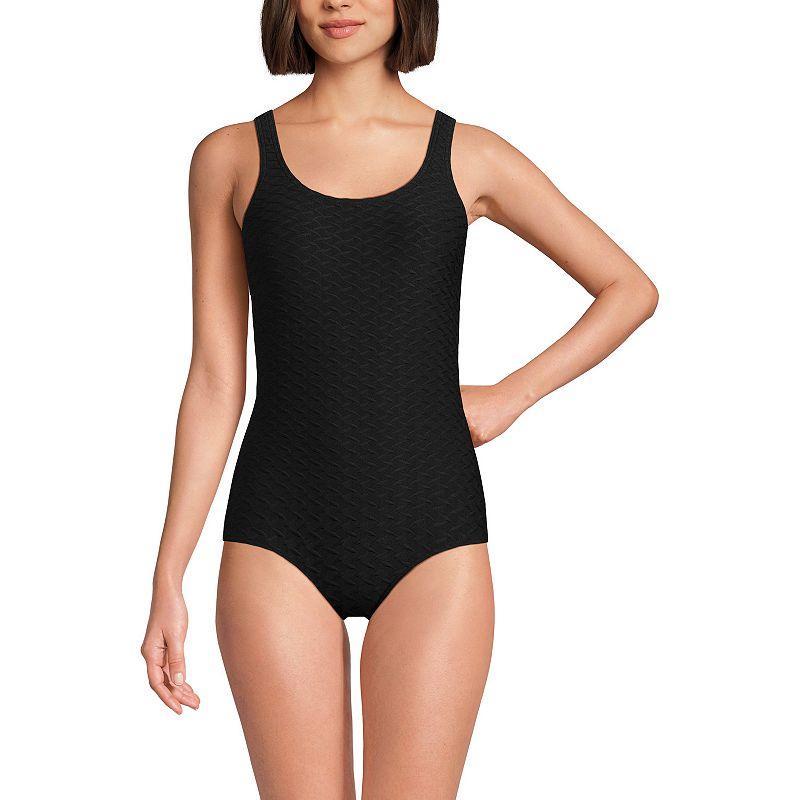 Womens Lands End Scoop Neck Tugless One-Piece Swimsuit Product Image