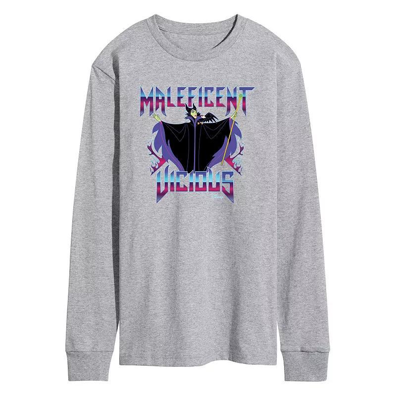 Disney Villains Maleficent Mens Vicious Long Sleeve Graphic Tee Grey Gray Product Image