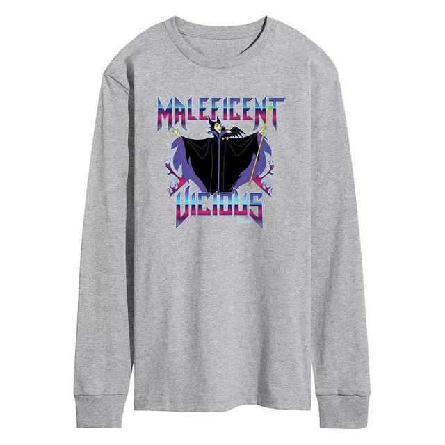 Disney Villains Maleficent Mens Vicious Long Sleeve Graphic Tee Grey Gray Product Image