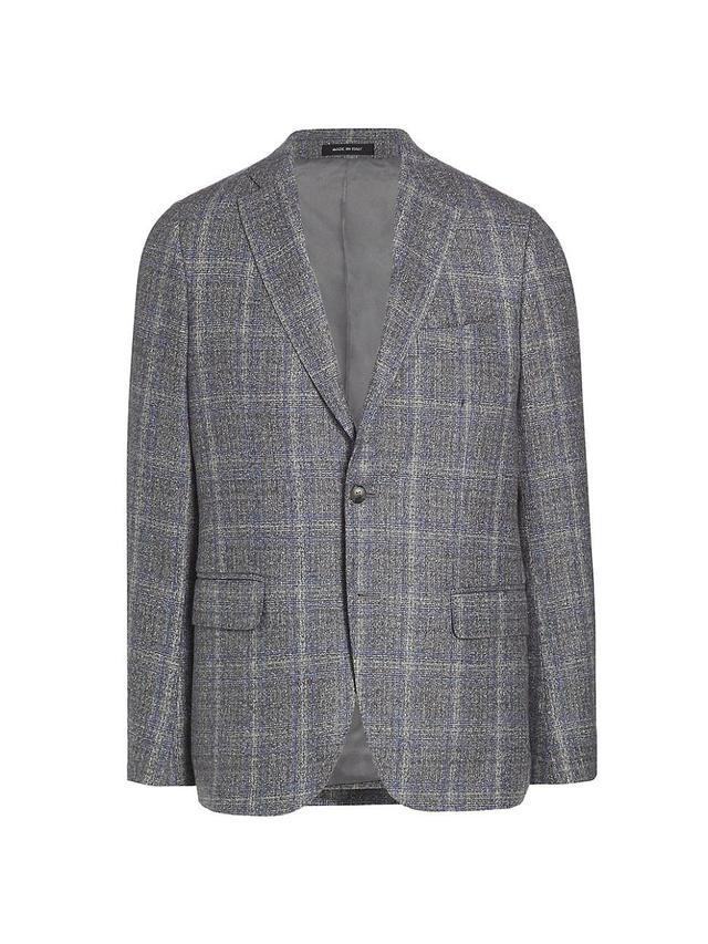 Mens COLLECTION Plaid Wool-Blend Slim-Fit Blazer Product Image