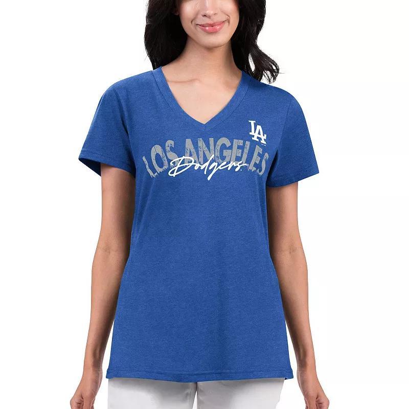 Womens G-iii 4Her by Carl Banks Royal Distressed Los Angeles Dodgers Key Move V-Neck T-shirt Product Image