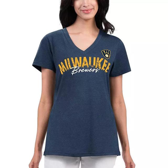 Womens G-III 4Her by Carl Banks Milwaukee Brewers Key Move V-Neck T-Shirt Blue Product Image