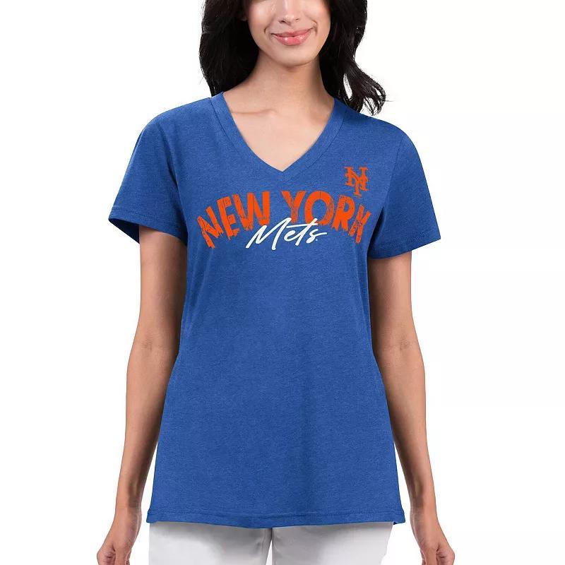 Womens G-III 4Her by Carl Banks Royal New York Mets Key Move V-Neck T-Shirt Product Image