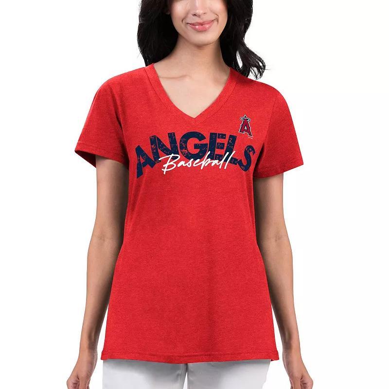 Womens G-III 4Her by Carl Banks Los Angeles Angels Key Move V-Neck T-Shirt Product Image