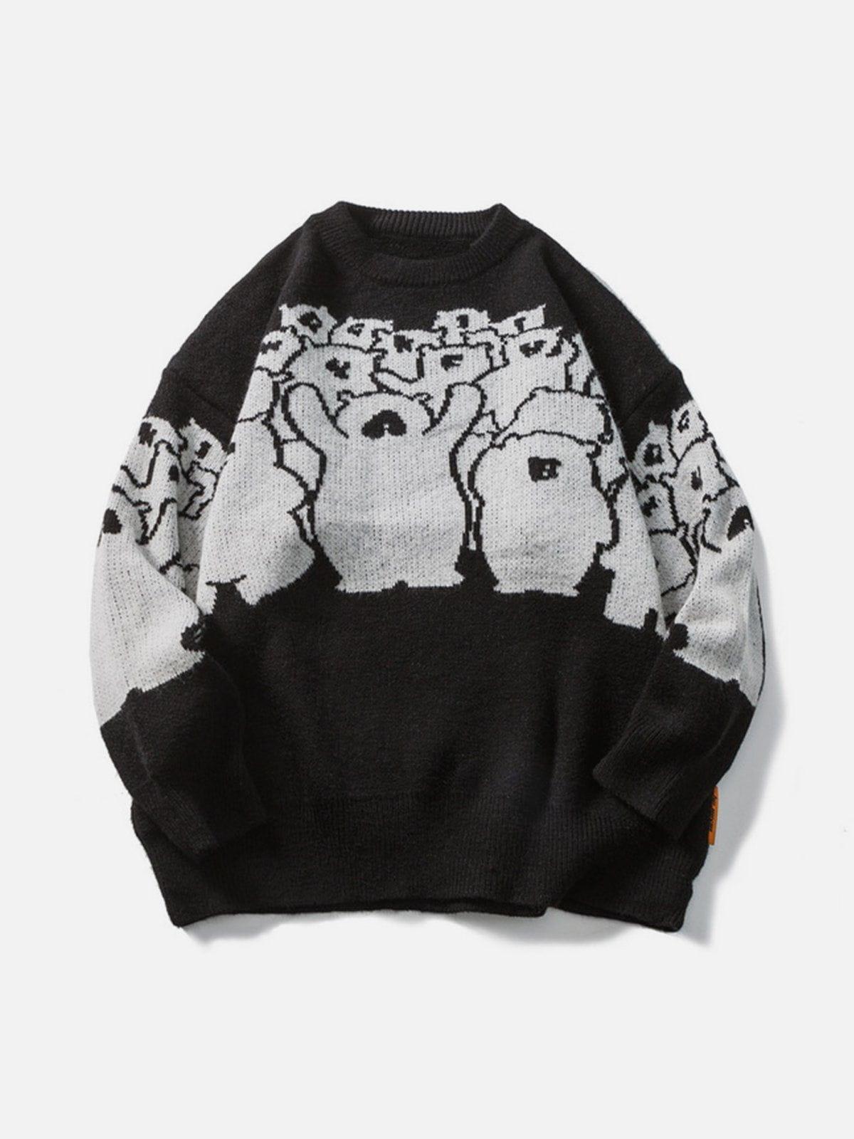 Aelfric Eden Alphabet Bear Outline Jacquard Knit Sweater Product Image