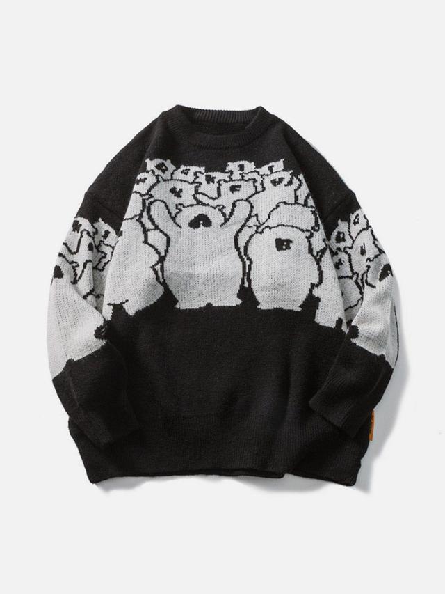 Aelfric Eden Alphabet Bear Outline Jacquard Knit Sweater Product Image