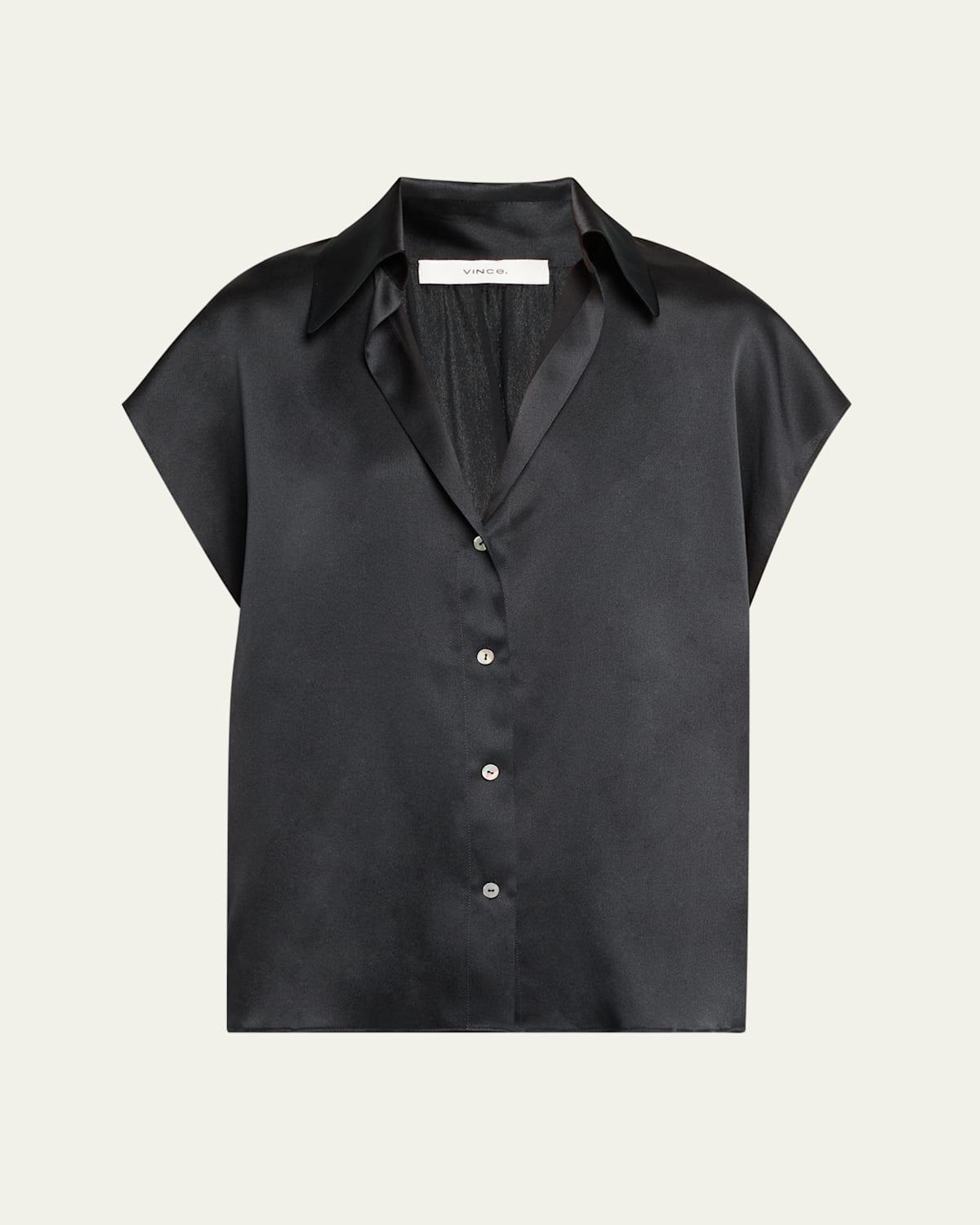 Vince Cap Sleeve Ruched Back Blouse (Sea Fern) Women's Blouse Product Image