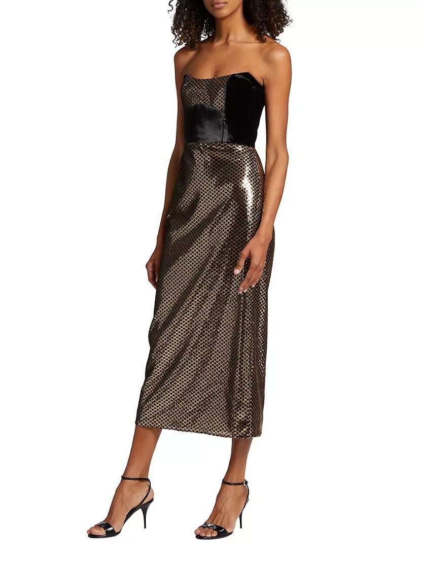 Luna Strapless Velvet & Sequin Midi-Dress Product Image