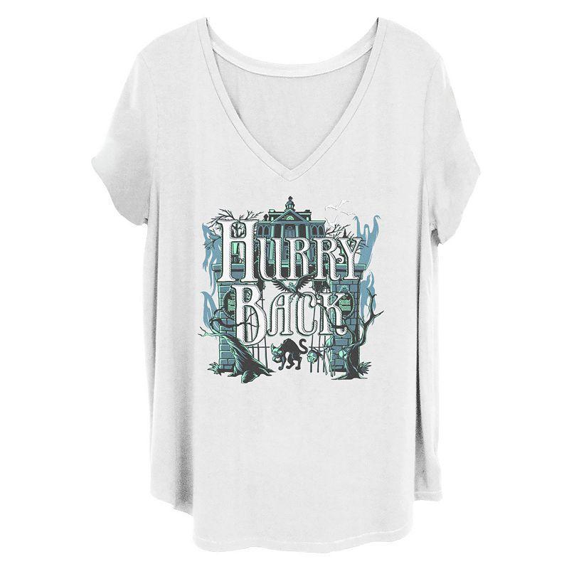 Disneys The Haunted Mansion Womens Hurry Back Gate V-Neck Tee, Girls Blue Product Image