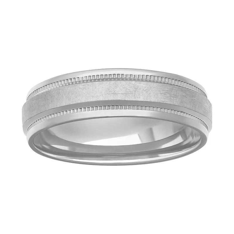 AXL Titanium 6 mm Mens Milgrain-Accent Comfort Fit Band silver Product Image