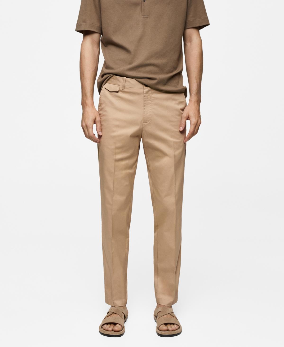 MANGO MAN - Regular fit structure cotton trousers beigeMen Product Image