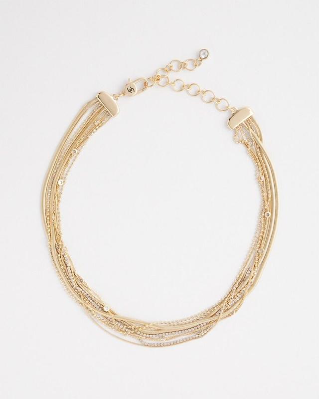 Gold Tone Multi Strand Collar Necklace Product Image