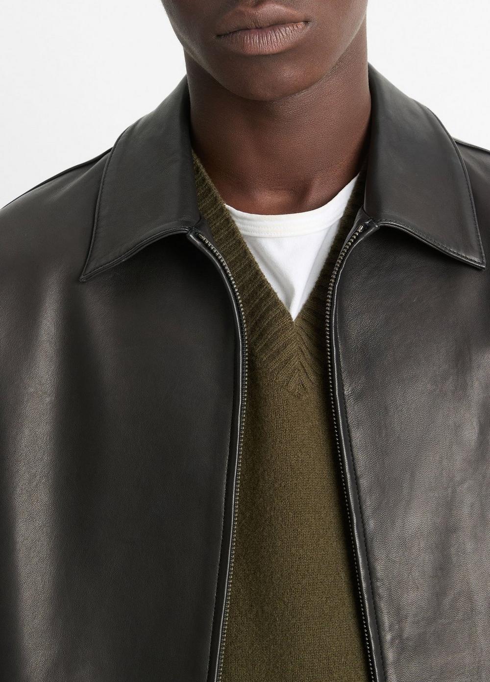 Leather Zip-Up Jacket Product Image