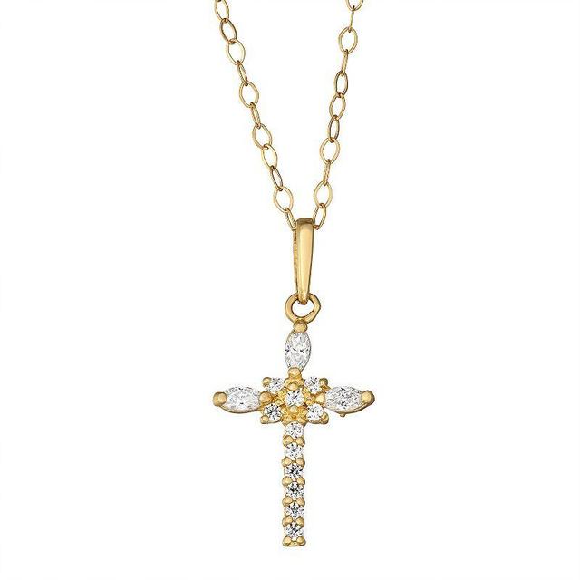 Taylor Grace 10k Gold Cubic Zirconia Cross Pendant Necklace, Womens Product Image