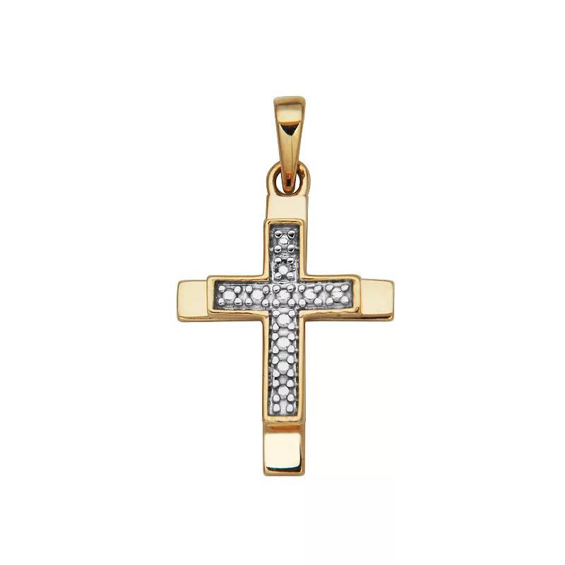 10k Gold Diamond Accent Cross Charm Pendant Necklace, Womens Product Image