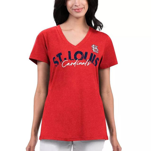 Womens G-iii 4Her by Carl Banks Red Distressed St. Louis Cardinals Key Move V-Neck T-shirt Product Image