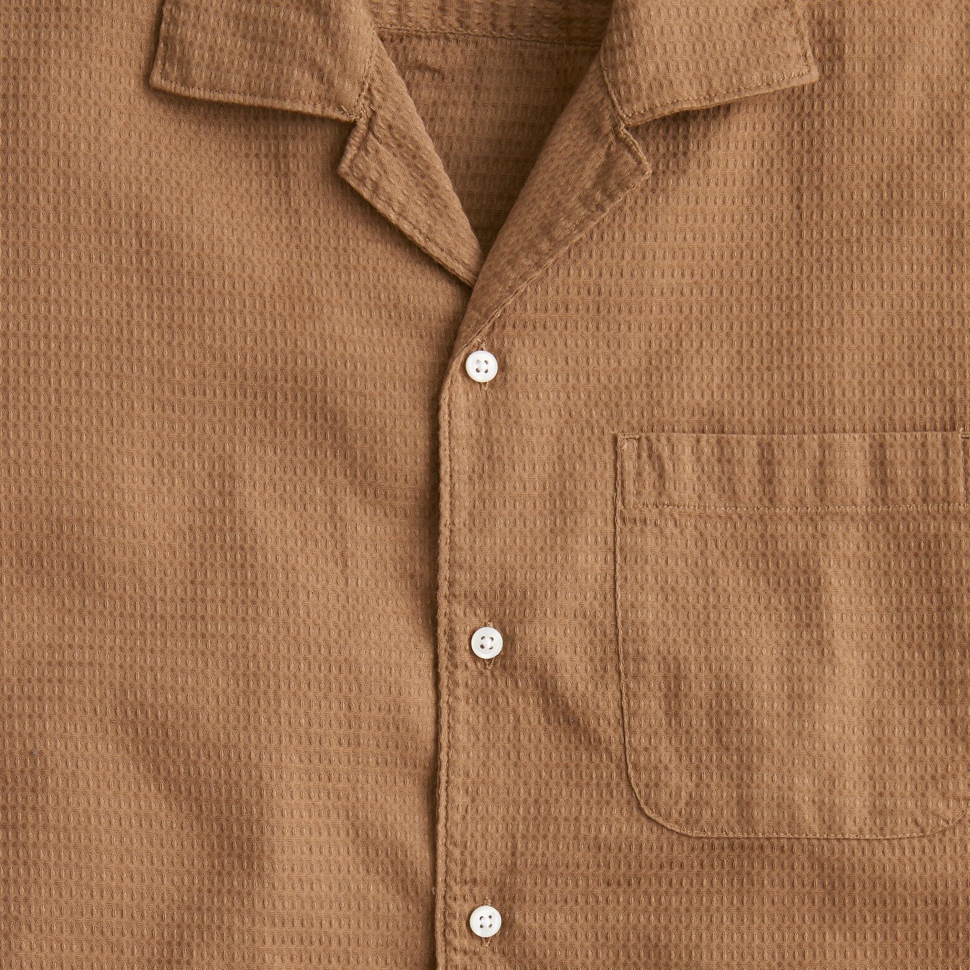 Relaxed short-sleeve textured cotton camp-collar shirt Product Image