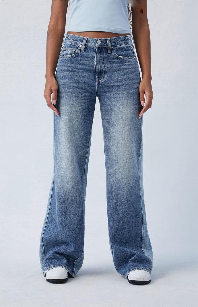 Women's Eco Two-Tone Mid Rise Baggy Jeans Product Image