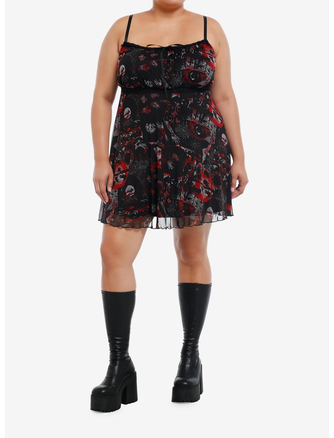 Social Collision Red & Black Icons Mesh Cami Dress Plus Size Product Image