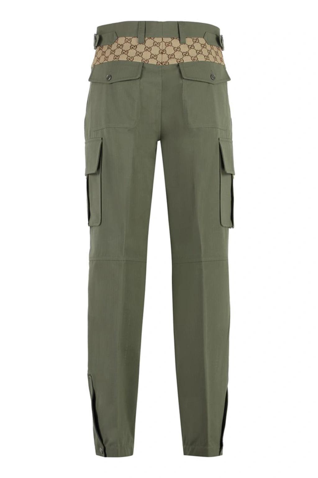 GUCCI Gg-jacquard Cotton-ripstop Cargo Trousers In Green Product Image